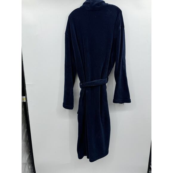 POLO Ralph Lauren Men s Terry Robe Sz L/XL Navy Blue Logo Pockets 48 Length - Picture 3 of 8